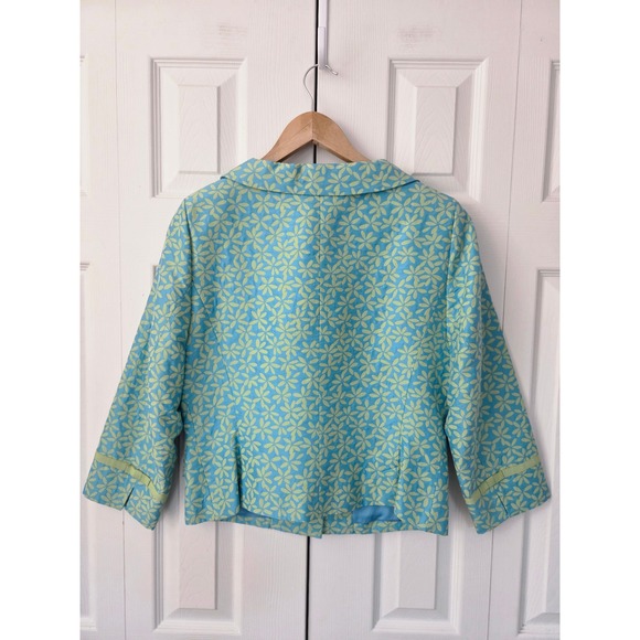 Context 2 pc Skirt Suit Silk Cotton Size 10 Green Yellow Floral NWT $258 - Picture 8 of 16